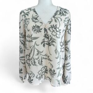 NWT LOFT Cream and Plive Floral Blouse S/M